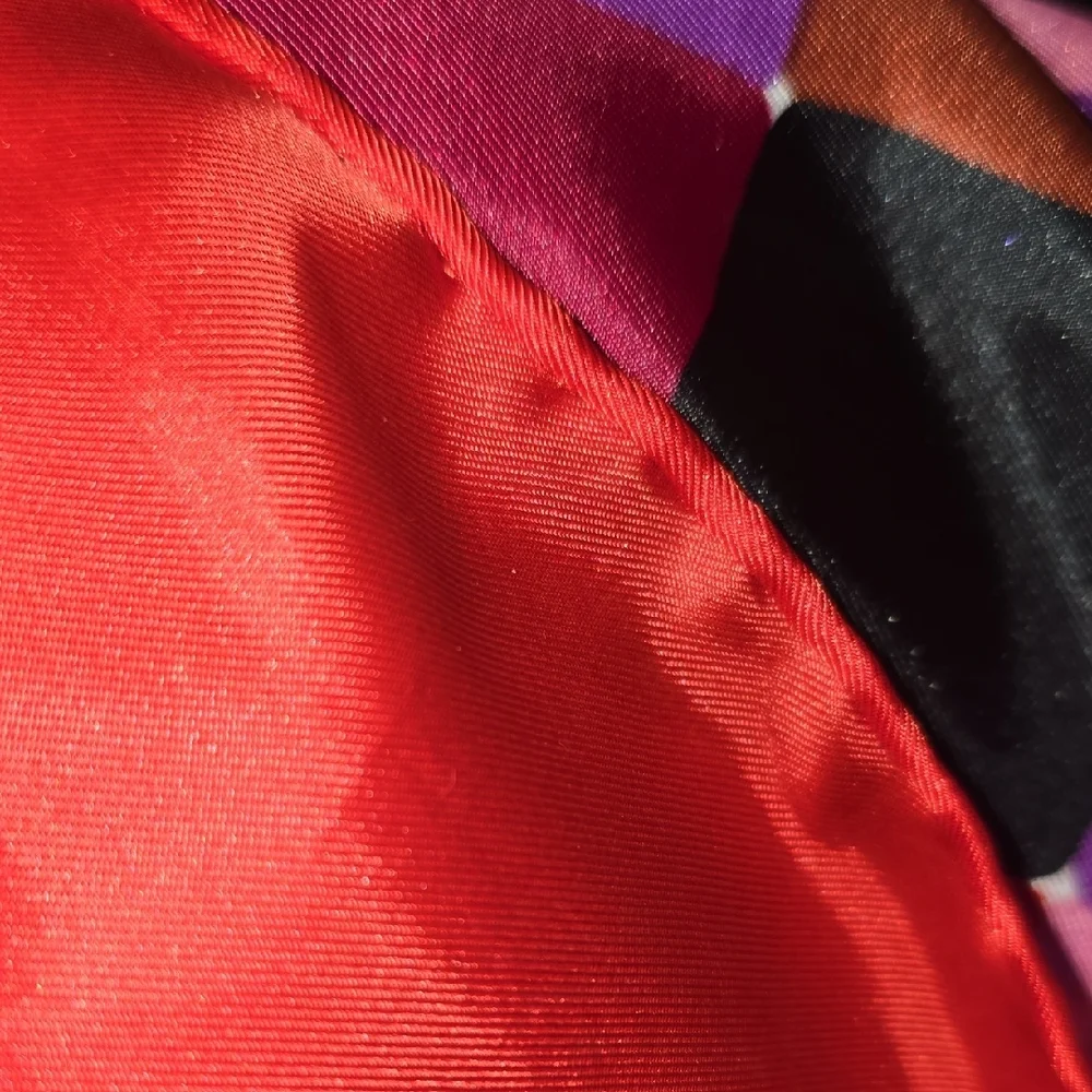 Vintage 70s Multicolor Checkerboard Patchwork Scarf